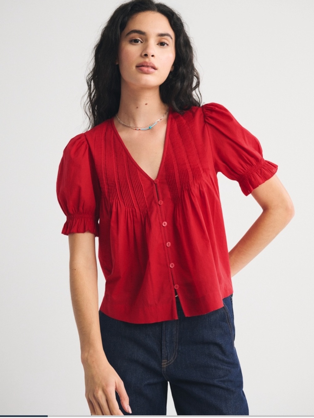 Abercrombie red blouse size Medium